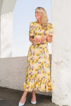 Satin Midi Dress Sunflower Haze