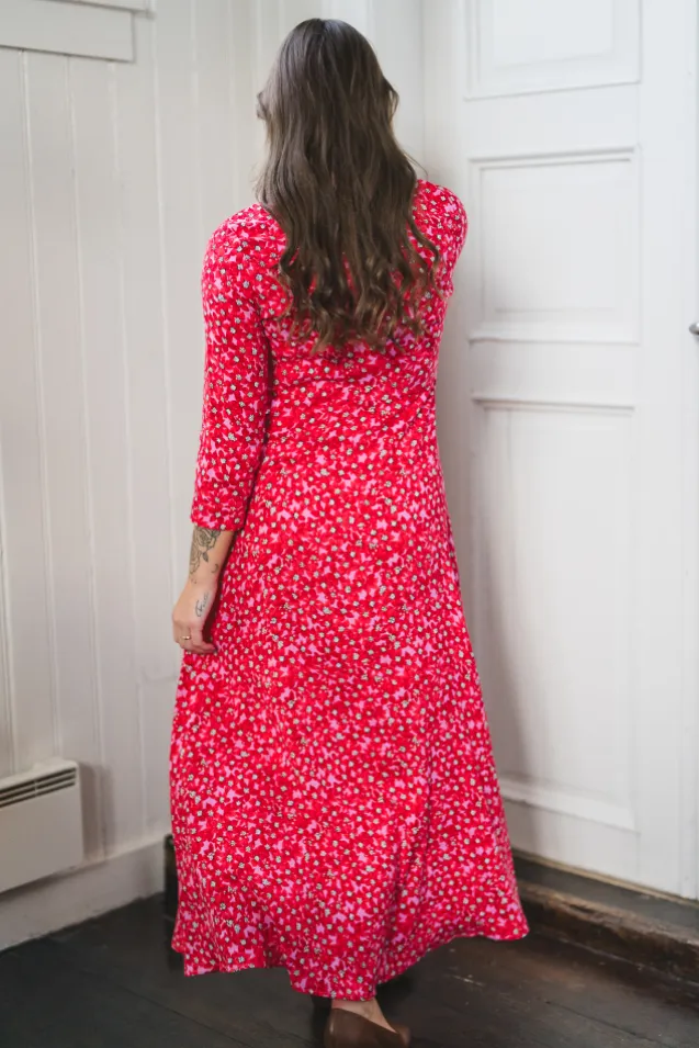 Savanna Long Shirt Dress Cyclamen Polly Print