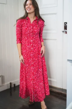 Savanna Long Shirt Dress Cyclamen Polly Print