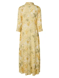 Savanna Long Shirt Dress Pale Banana Lemon Print