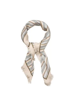 Scallopia Striped Sia Scarf Birch White