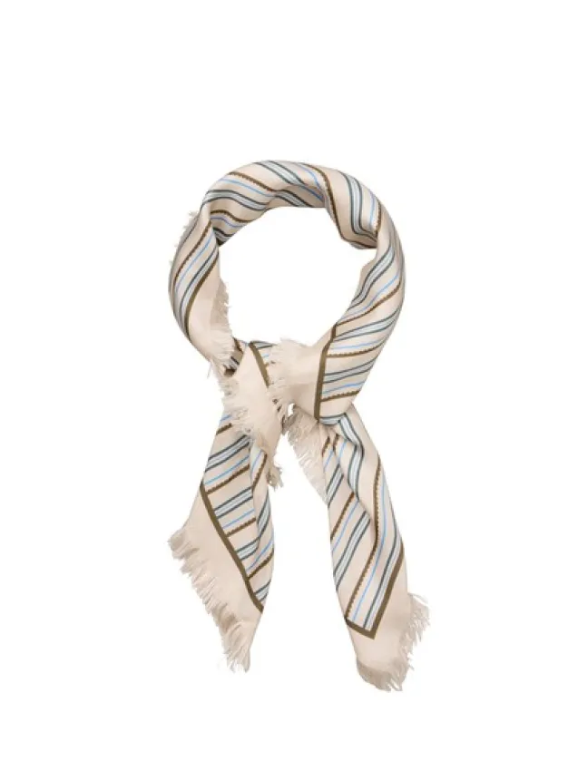 Scallopia Striped Sia Scarf Birch White