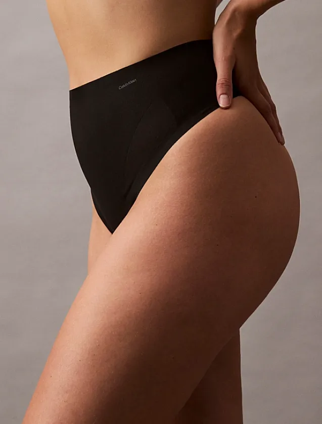 Sculpted Firm Mesh Thong Black