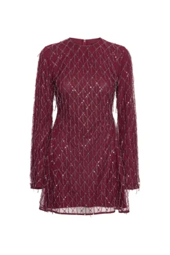 Sequins Mini Flared Dress Winetasting