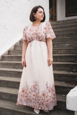 Serna Flower Print Dress Burned Powder