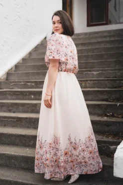 Serna Flower Print Dress Burned Powder