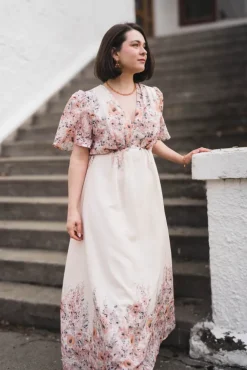 Serna Flower Print Dress Burned Powder