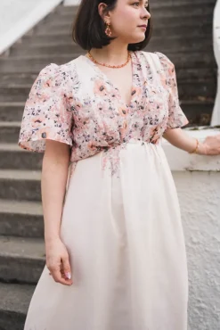 Serna Flower Print Dress Burned Powder