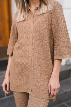 Sette Fine Crochet Blouse Taupe