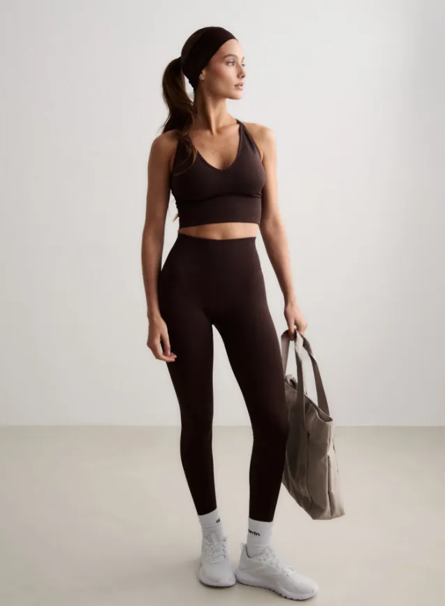 Shape Seamless Cross Back Bralette Chocolate