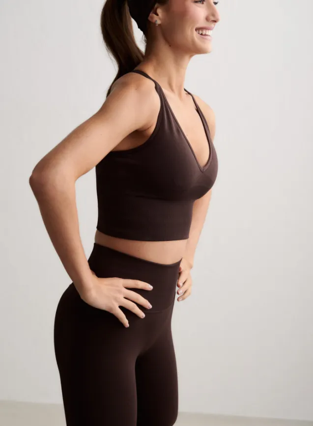 Shape Seamless Cross Back Bralette Chocolate