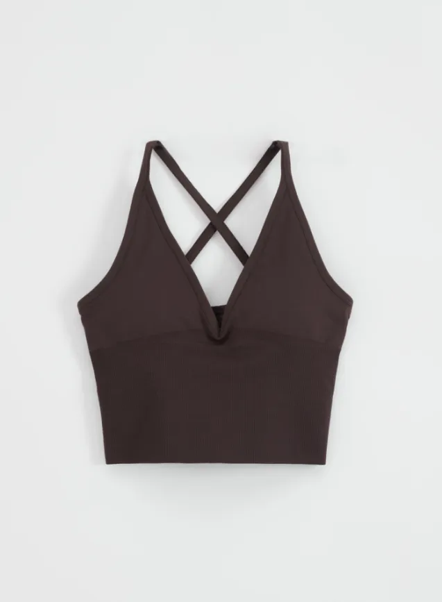 Shape Seamless Cross Back Bralette Chocolate