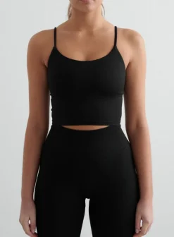 Shape Seamless Strap Singlet Black