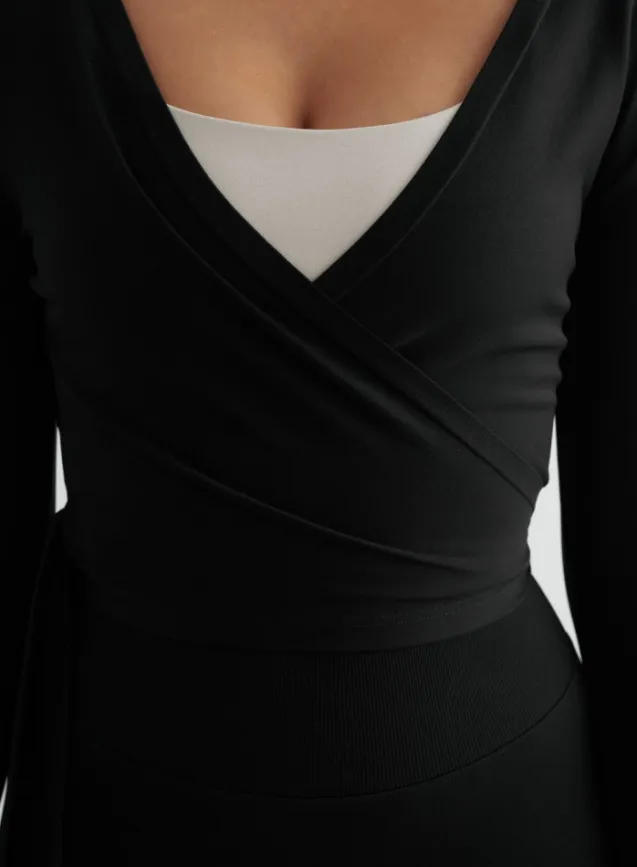 Shape Seamless Wrap Long Sleeve Black
