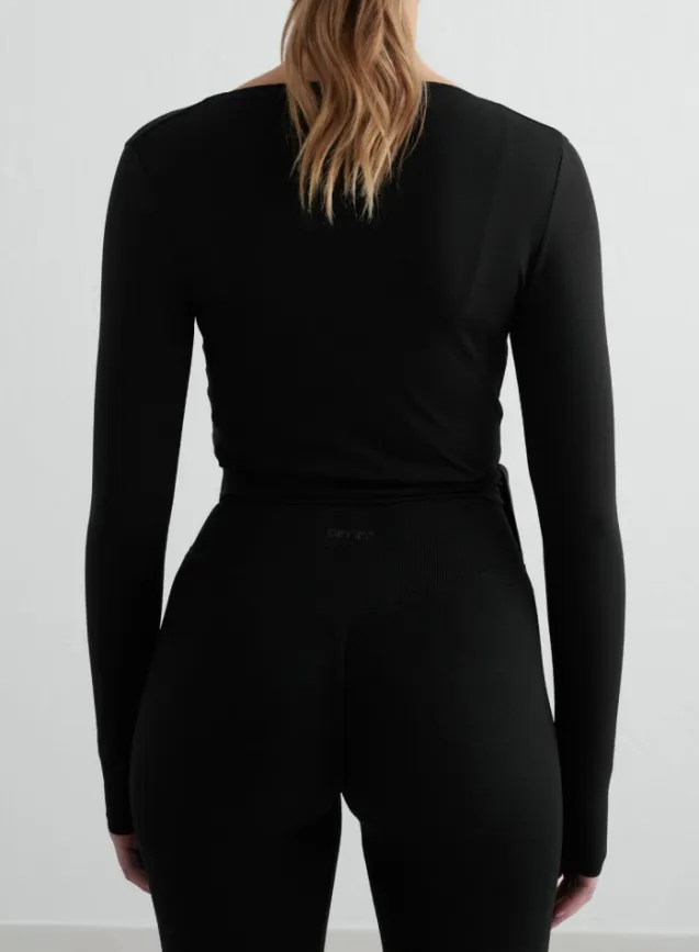 Shape Seamless Wrap Long Sleeve Black