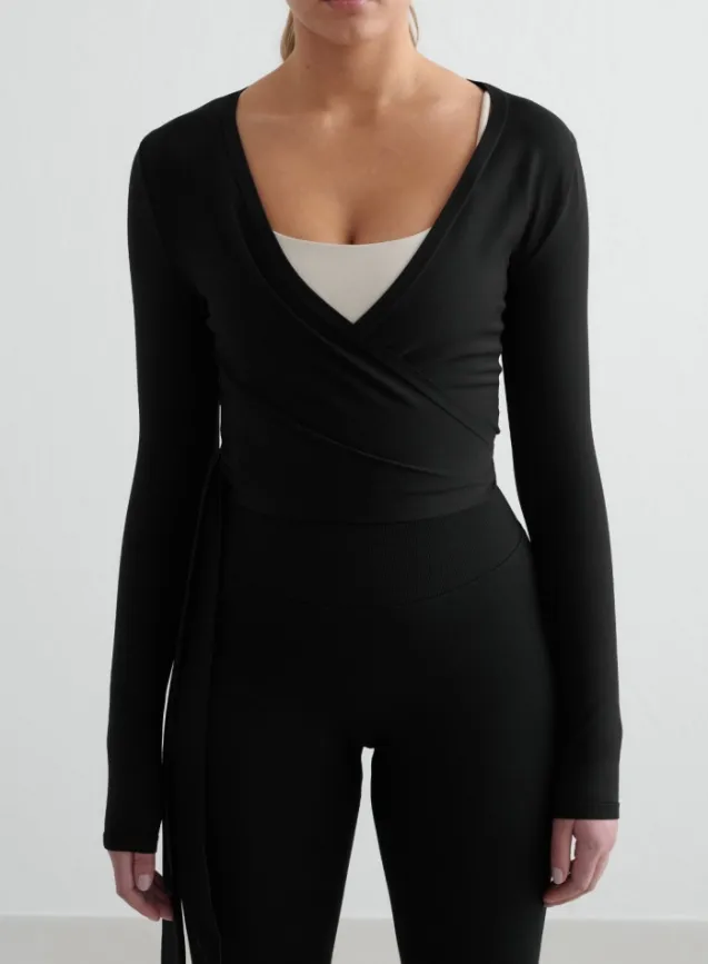 Shape Seamless Wrap Long Sleeve Black