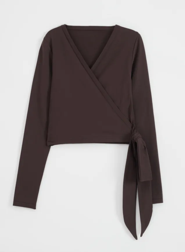 Shape Seamless Wrap Long Sleeve Chocolate