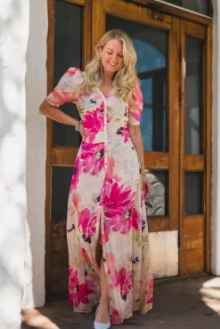 Shiny Button-Down Dress Soft Dew