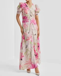 Shiny Button-Down Dress Soft Dew