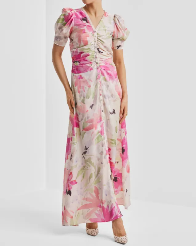 Shiny Button-Down Dress Soft Dew