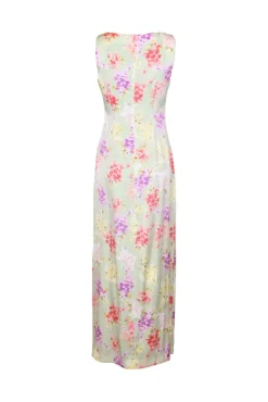 Shiny Sleeveless Dress Vintage Bouquet
