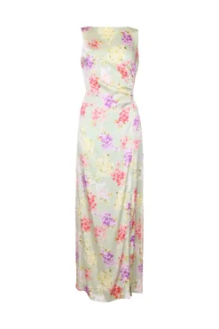 Shiny Sleeveless Dress Vintage Bouquet