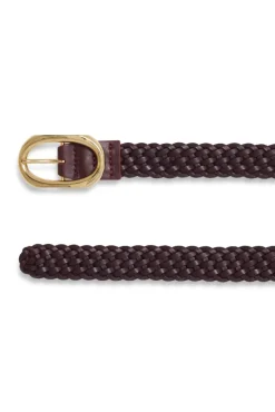 Signature Link Belt Braided Fig Burgundy