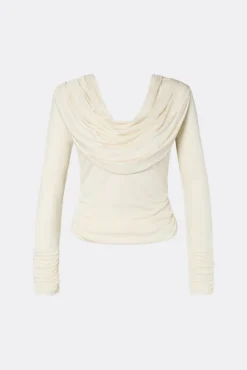 Signe Cowl Neck Jersey Top Pearl