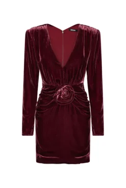 Silk Velvet Mini Dress Zinfandel