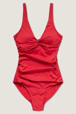 Simi Solid Swimsuit Lipstick Red