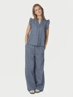 Siona Emb Stripe Top Blue