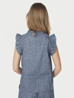 Siona Emb Stripe Top Blue