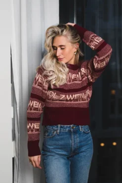 Ski Cropped Crew Burgundy Mix