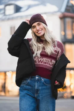 Ski Cropped Crew Burgundy Mix