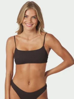 Skin Sand Crepe Swim Top Dark Brown