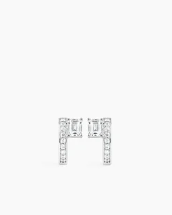 Sopra Pavé Emerald Huggies Silver
