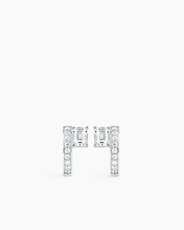 Sopra Pavé Emerald Huggies Silver