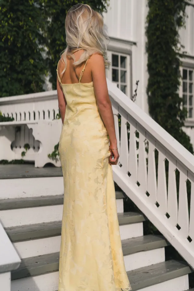 Sorelle Lace Slip Maxi Dress Light Lemon