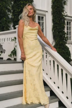 Sorelle Lace Slip Maxi Dress Light Lemon