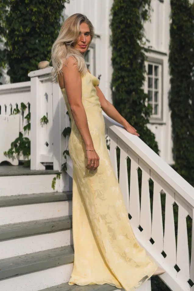Sorelle Lace Slip Maxi Dress Light Lemon