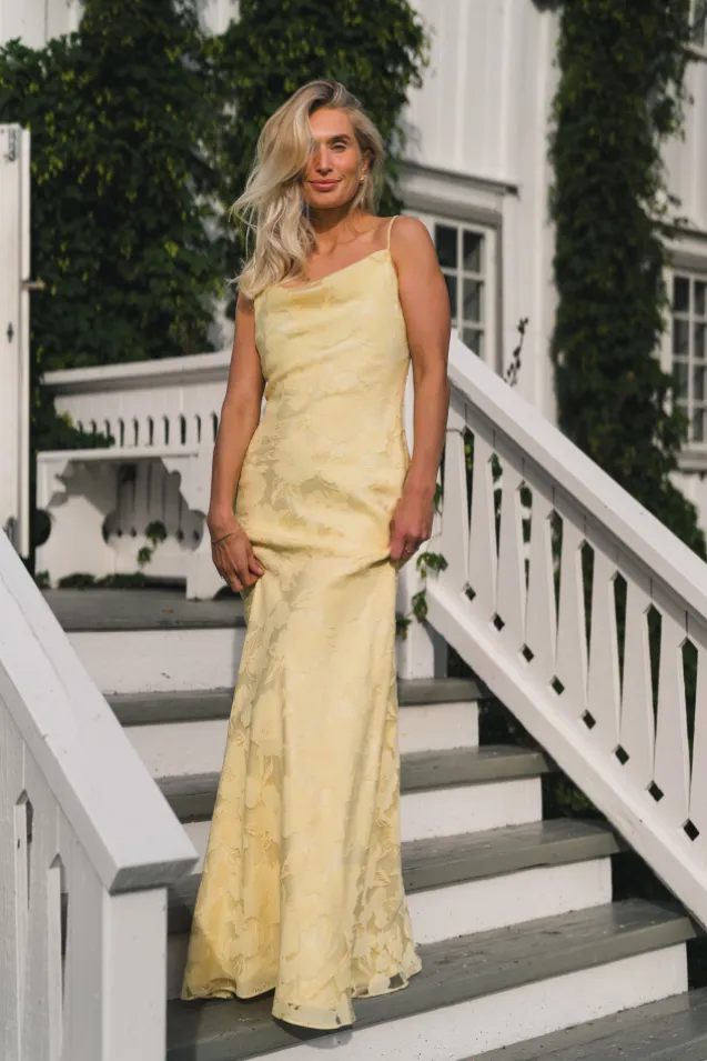 Sorelle Lace Slip Maxi Dress Light Lemon