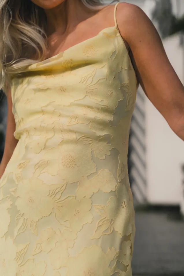 Sorelle Lace Slip Maxi Dress Light Lemon