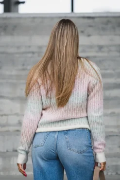 Space LS Knit Cardigan Pristine Multi Colour
