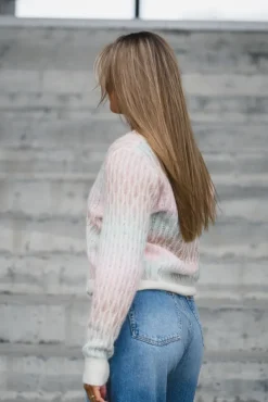 Space LS Knit Cardigan Pristine Multi Colour