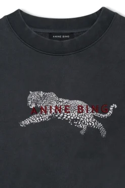 Spencer Sweatshirt Leopard Washed Black