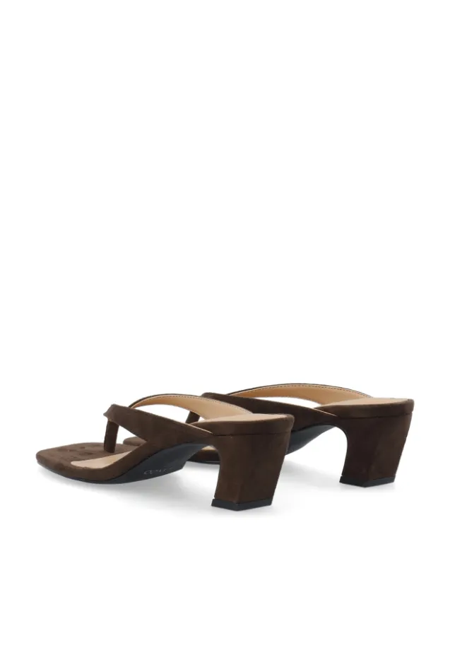 Spice Toe Post Faux Suede Brown