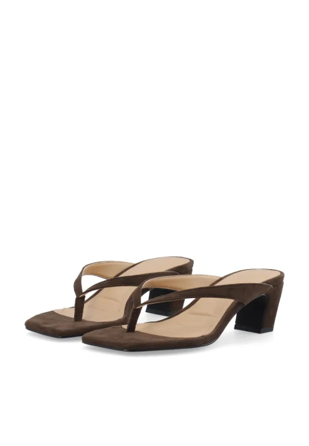 Spice Toe Post Faux Suede Brown