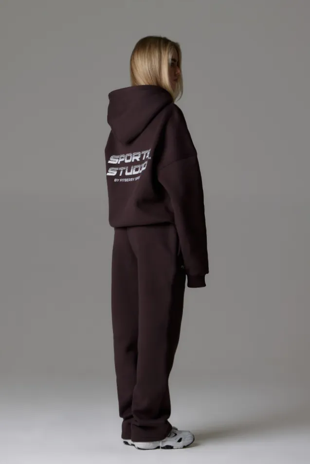 Sports Studio Zip Hoodie Saddle Brown