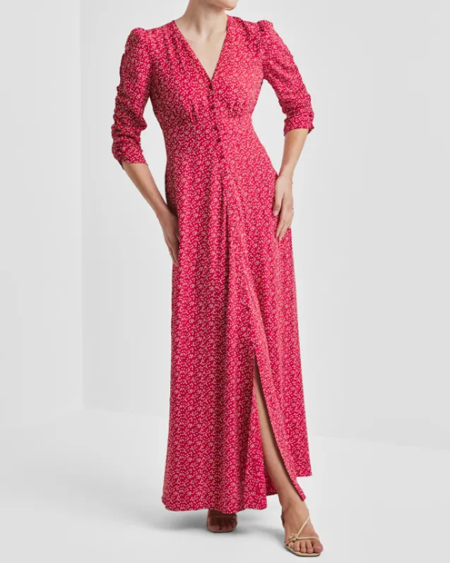 Spring Button-Down Dress Red Dots