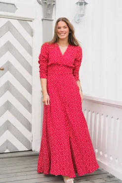 Spring Button-Down Dress Red Dots